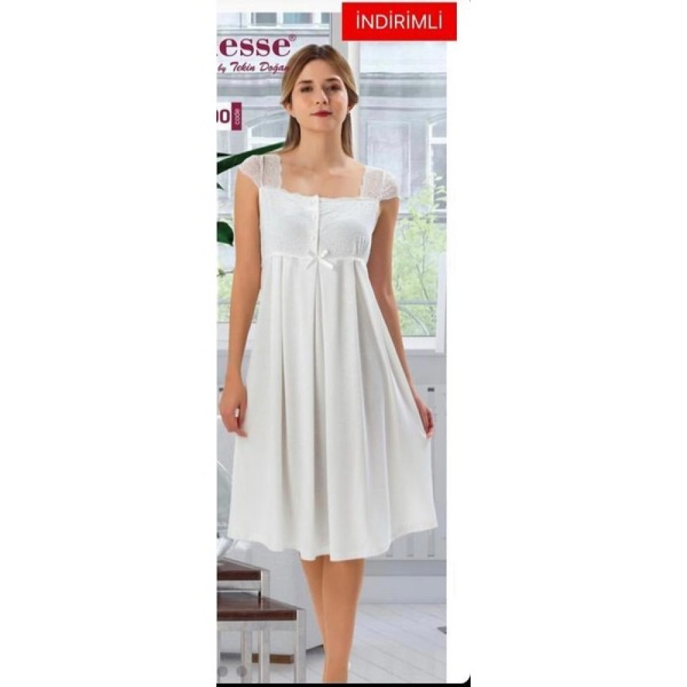 Duchesse 200 Askıları Dantelli Ekru Hamile Lohusa Geceliği Lohusa Fiyatı