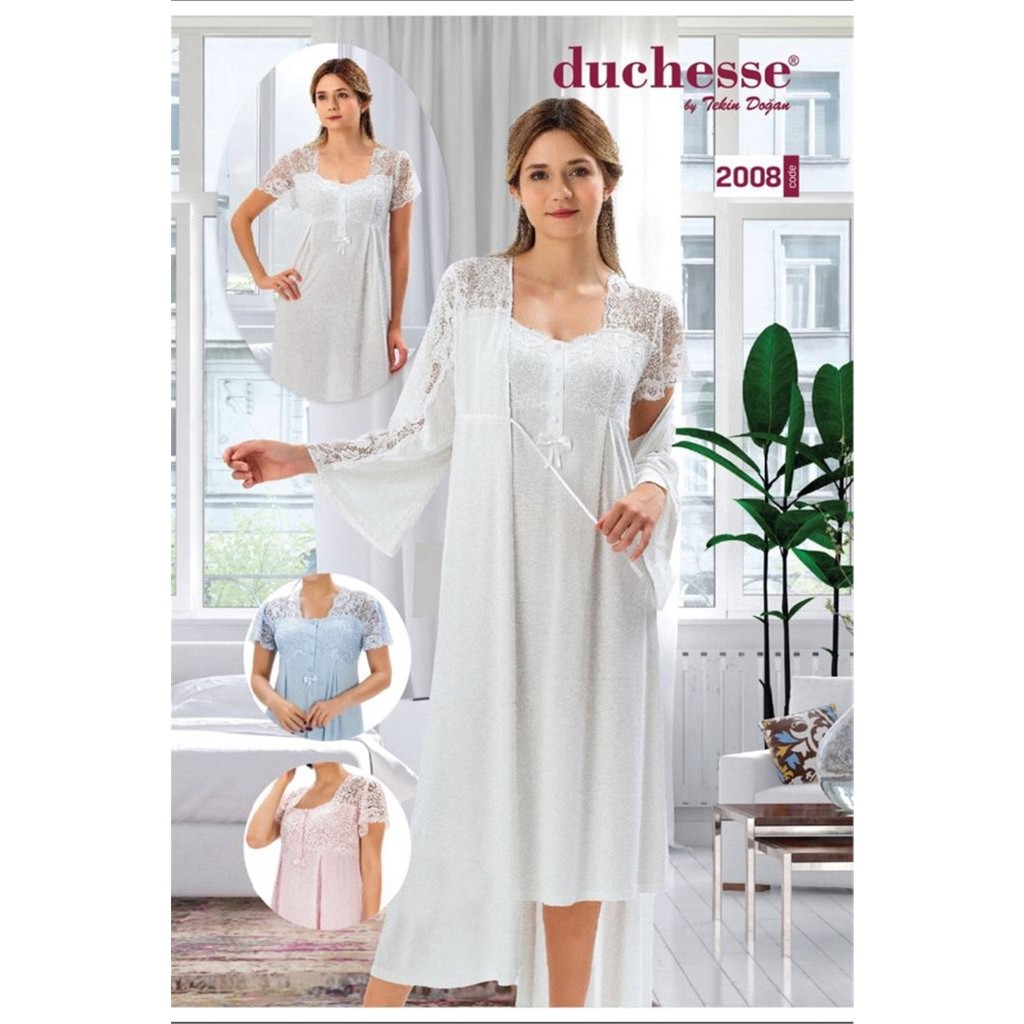 Duchesse 2008 Hamile Lohusa Sabahlıklı Gecelik Takım-Ekru Diğer Fiyatı