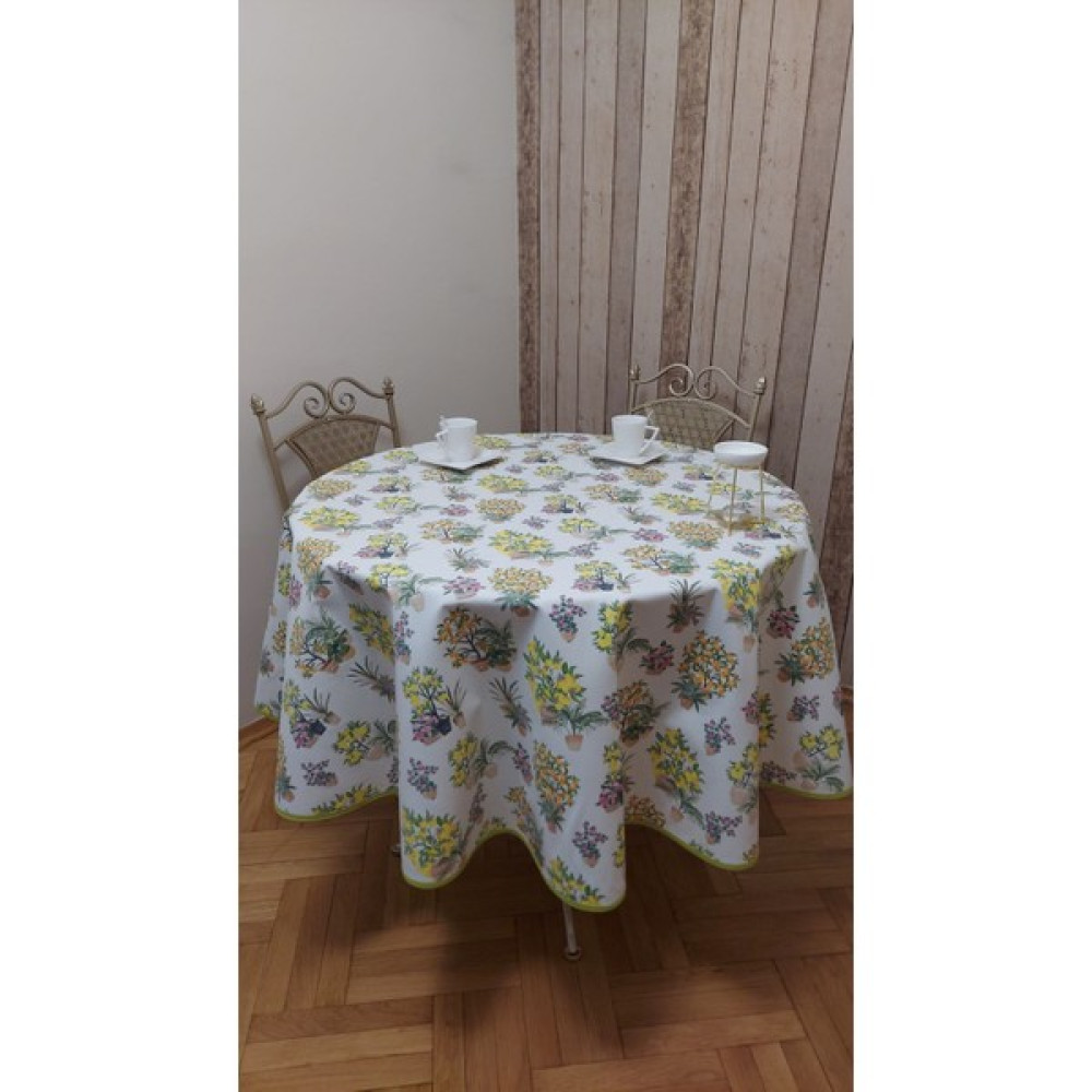 Duck (Leke Itici ,leke Tutmaz) Kumaş,yuvarlak Yemek Masası Örtüsü - 180 x 180 cm - Beyaz Masa Örtüsü Fiyatı