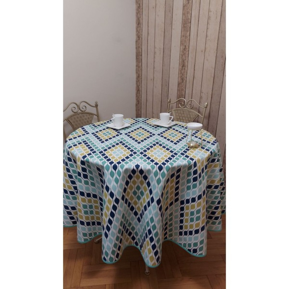 Duck (Leke Itici ,leke Tutmaz) Kumaş,yuvarlak Yemek Masası Örtüsü - Koyu Yeşil - 180 x 180 cm Masa Örtüsü Fiyatı