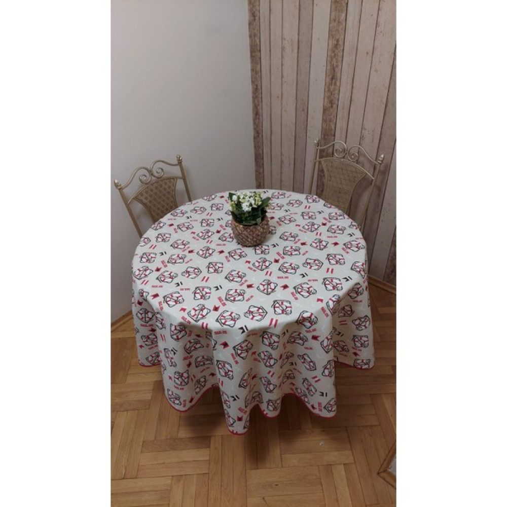 Duck (Sıvı Itici ,leke Tutmaz) Kumaşdeniz temalı,yuvarlak Yemek Masası Örtüsü - Bej - 180 x 180 cm Masa Örtüsü Fiyatı