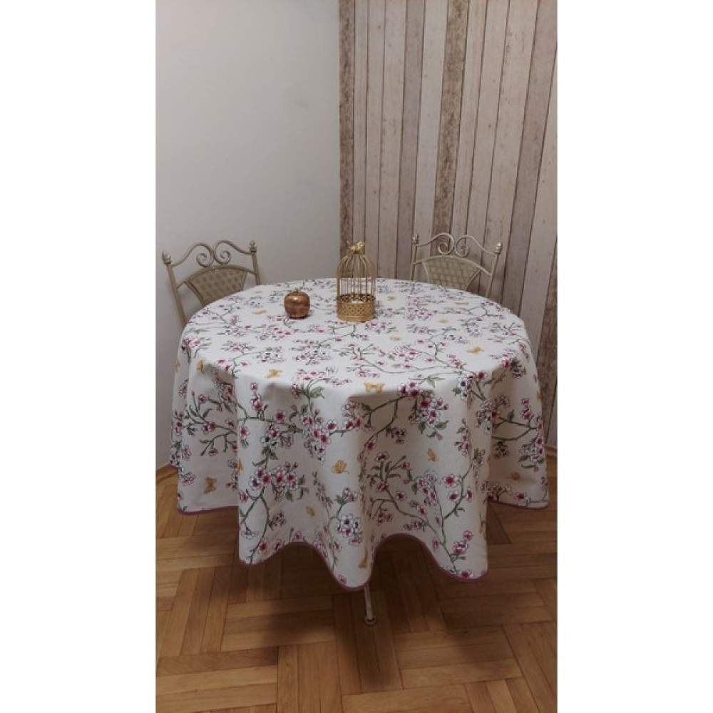 Duck (Sıvı Itici ,leke Tutmaz) Kumaş,yuvarlak, Yemek Masası Örtüsü - Bej - Gül Kurusu - 180 x 180 cm Masa Örtüsü Fiyatı