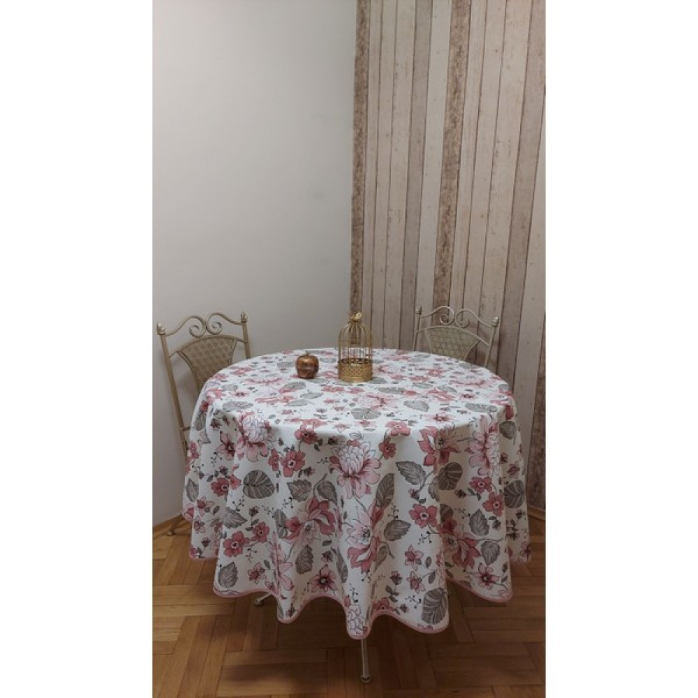 Duck (Sıvı Itici ,leke Tutmaz) Kumaş,yuvarlak, Yemek Masası Örtüsü - Beyaz - Pudra - 180 x 180 cm Masa Örtüsü Fiyatı