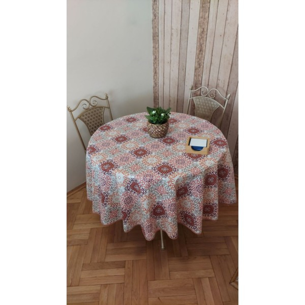 Duck (Sıvı Itici ,leke Tutmaz) Kumaş,yuvarlak Yemek Masası Örtüsü - Kiremit - 180 x 180 cm Masa Örtüsü Fiyatı