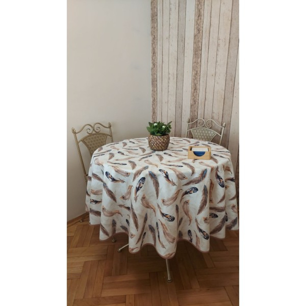Duck (Sıvı Itici ,leke Tutmaz) Kumaş,yuvarlak, Yemek Masası Örtüsü - Toprak - Bej - 180 x 180 cm Masa Örtüsü Fiyatı