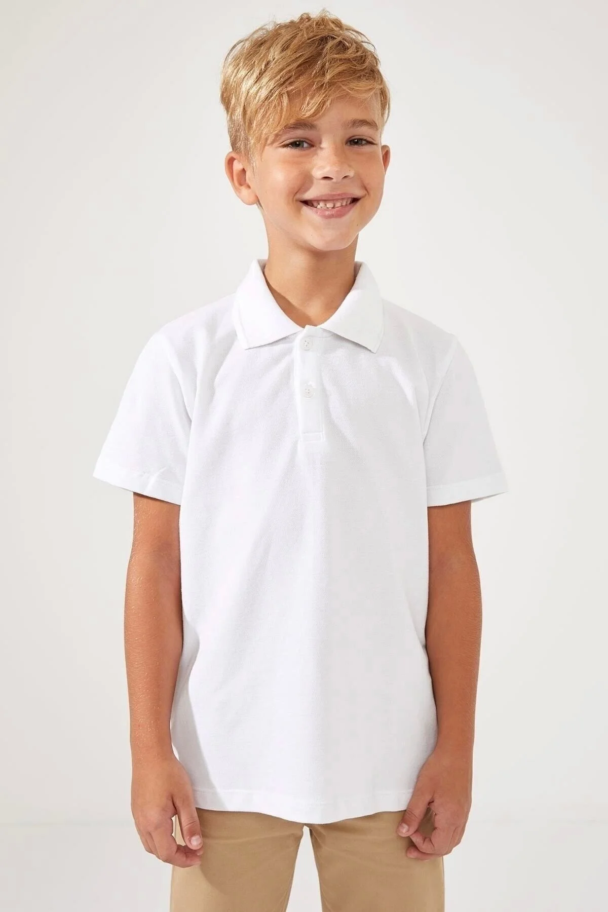 DUDO GİYİM Beyaz Polo Yaka Basic Kısa Kollu Kız - Erkek Çocuk Tişört 6-7 Yaş Beden" Bayan T-shirt Fiyatı