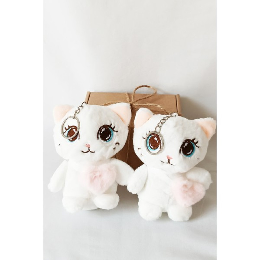 Dudu Kids 2 Adet - Peluş Kedili Anahtarlık - 13 cm - Beyaz - Doğum Günü Hediyesi - Çanta Süsü - Oyuncak Oto Boyaları Fiyatı