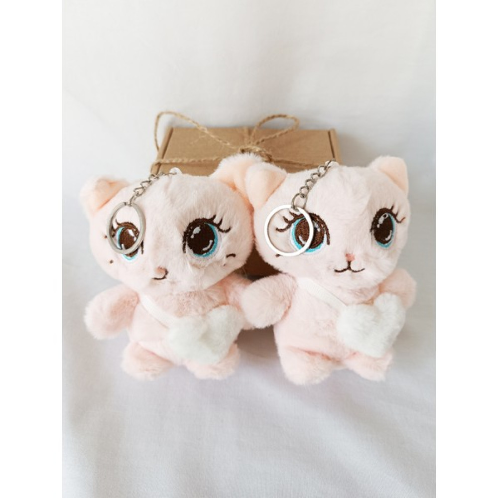 Dudu Kids 2 Adet - Peluş Kedili Anahtarlık - 13 cm - Pembe - Doğum Günü Hediyesi - Çanta Süsü - Oyuncak #peluşkedicikpmbikili - 07-Pembe Peluş Oyuncaklar Fiyatı