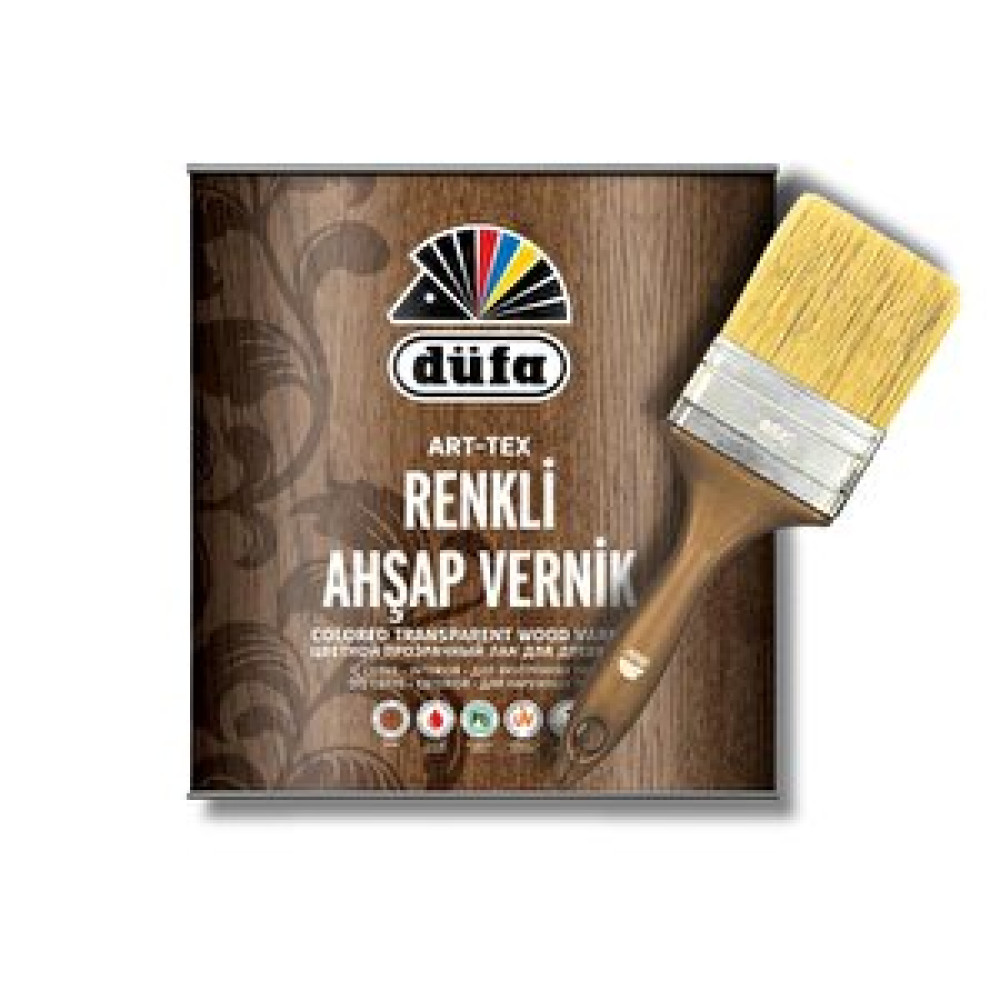 Düfa Art-tex Renkli Ahşap Vernik 2.5 L Ve Düfa 4 Numara Süper Kestirme Boya Fırçası Plastik Saplı Boya Malzemeleri Fiyatı