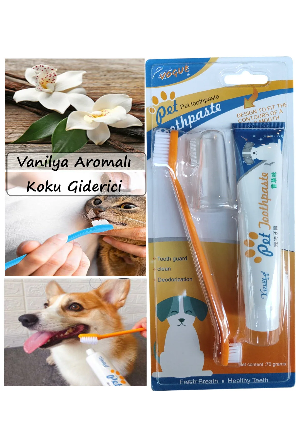 Duffa Kedi Köpek Diş Fırçası ve Diş Macunu Seti Yenilebilir Diş Macunu Dental Kit Ağız ve Diş Sağlık Seti" Evcil Hayvan Ürünleri Fiyatı