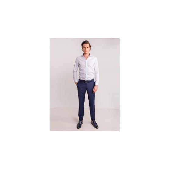 Dufy Beyaz Jakar Çi̇zgi̇li̇ Pamuklu Klasi̇k Slim Fit Erkek Gömlek