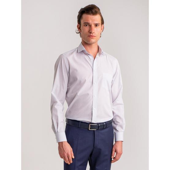 Dufy Beyaz Laci̇vert Çi̇zgi̇li̇ Pamuklu Regular Fit Erkek Gömlek