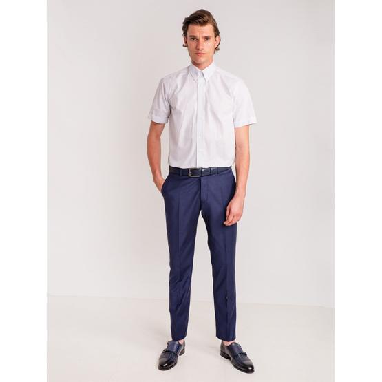Dufy Beyaz Laci̇vert Çi̇zgi̇li̇ Pamuklu Regular Fit Erkek Gömlek