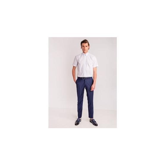 Dufy Beyaz Laci̇vert Çi̇zgi̇li̇ Pamuklu Regular Fit Erkek Gömlek