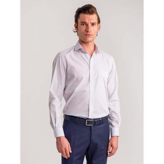 Dufy Beyaz Laci̇vert Çi̇zgi̇li̇ Pamuklu Regular Fit Erkek Gömlek