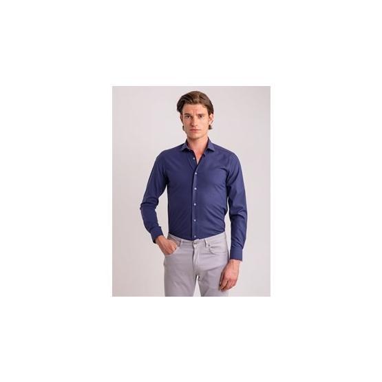 Dufy Laci̇vert Armür Pamuklu Klasi̇k Ekstra Slim Fit Erkek Gömlek