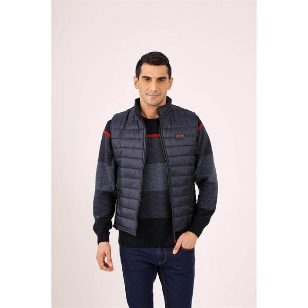 Dufy Lacivert Erkek Slim Fit Fermuarlı Dik Yaka Yelek Erkek Yelek Fiyatı