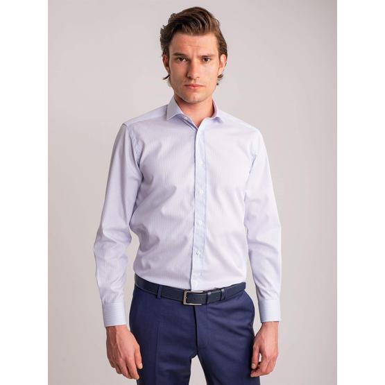 Dufy Mavı̇ Çı̇zgı̇lı̇ Pamuklu Klası̇k Regular Fit Erkek Gömlek