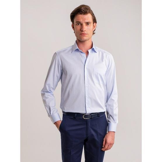 Dufy Mavı̇ Çı̇zgı̇lı̇ Pamuklu Klası̇k Regular Fit Erkek Gömlek Erkek Gömlek Fiyatı