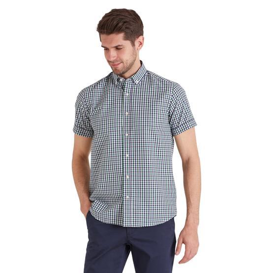 Dufy Mavı̇ Kare Desen Regular Fit Erkek Gömlek