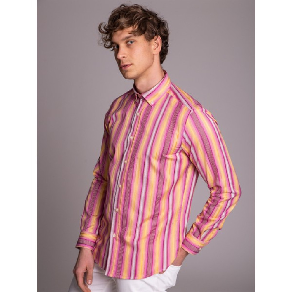 Dufy Pembe Erkek Slim Fit Brent Düğmeli Yaka Uzun Kol Gömlek - 48720 Erkek Gömlek Fiyatı