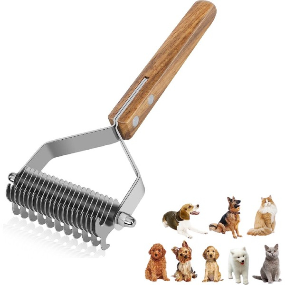 Duhalıne Ahşap Saplı Çift Taraflı Kedi Köpek Bakım Kıtık Tüy Topak Açıcı Metal Dişli Evcil Hayvan Tarağı Evcil Hayvan Ürünleri Fiyatı