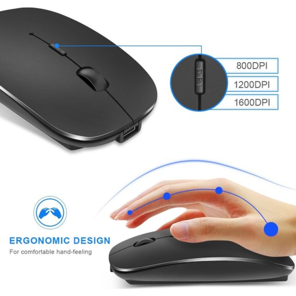 Duhalıne Bluetooth Şarjlı 2.4ghz Kablosuz Mouse Sessiz Tıklama - Siyah Klavye - Mouse Fiyatı