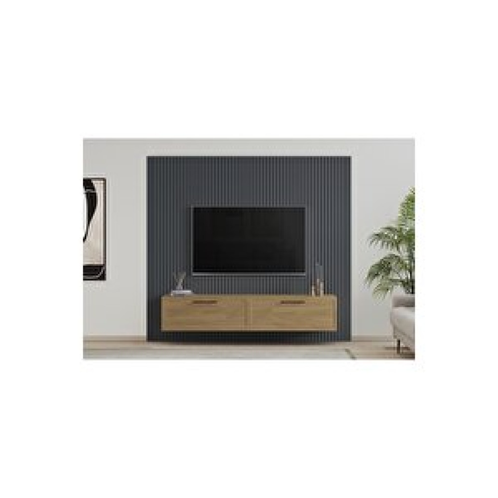 Duho Panel Tv Ünitesi, Gri-meşe, 220 Cm Tv Ünitesi / Sehpası Fiyatı
