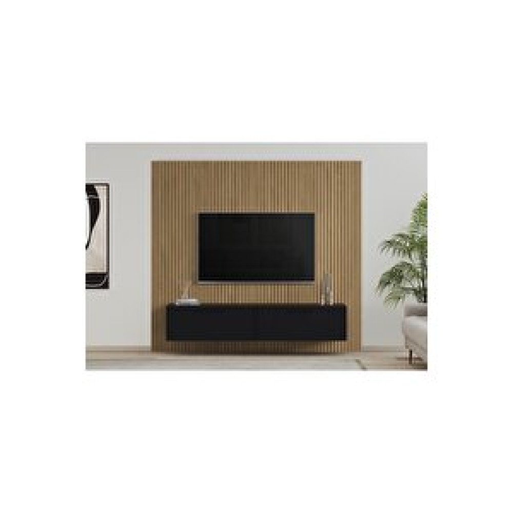 Duho Panel Tv Ünitesi, Meşe-siyah, 220 Cm Tv Ünitesi / Sehpası Fiyatı