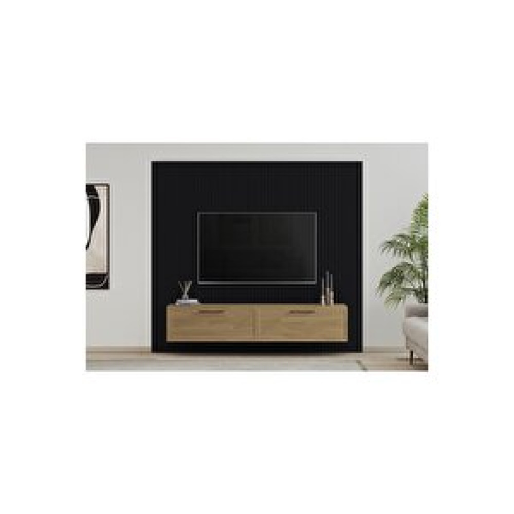 Duho Panel Tv Ünitesi, Siyah-meşe, 220 Cm Tv Ünitesi / Sehpası Fiyatı