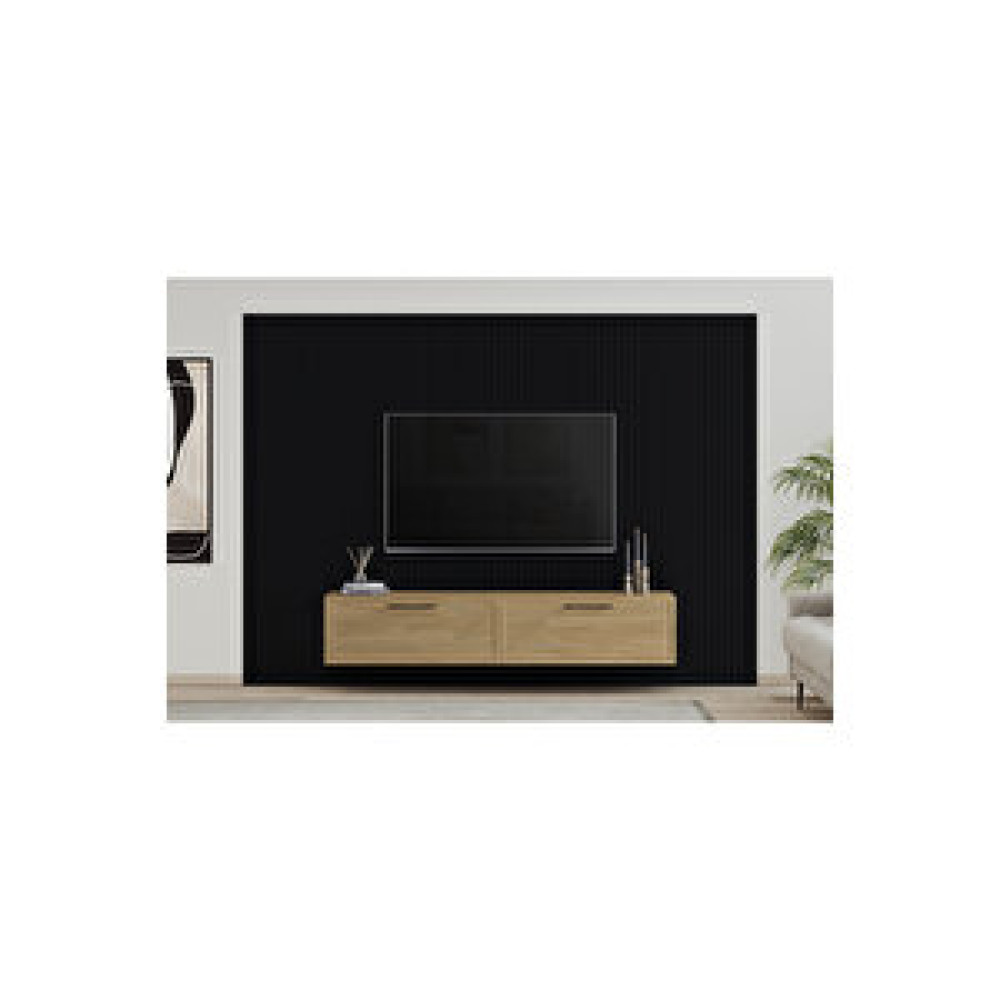 Duho Panel Tv Ünitesi, Siyah-meşe 275 Cm Tv Ünitesi / Sehpası Fiyatı