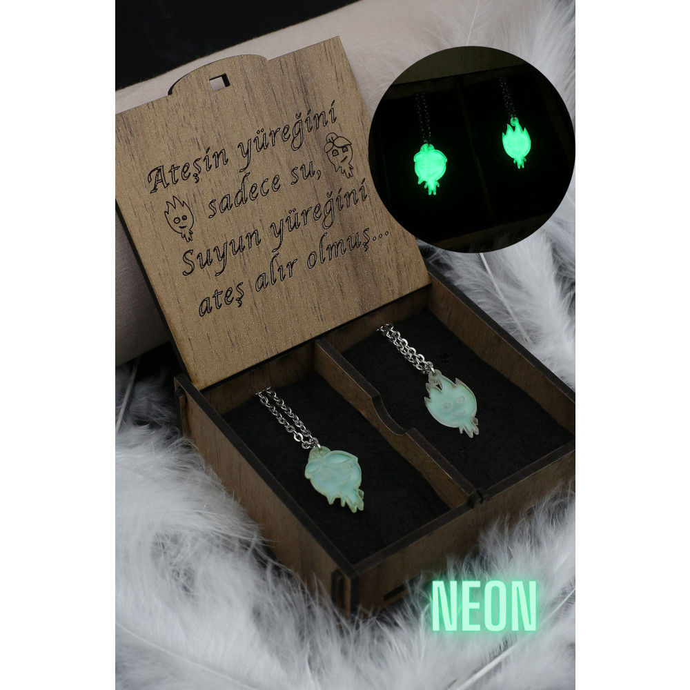 Dukkanka Neon Ateş Ve Su Karanlıkta Parlayan Çift Sevgili Best Kolye Yazılı Hediye Kutulu Bijuteri Kolye Fiyatı