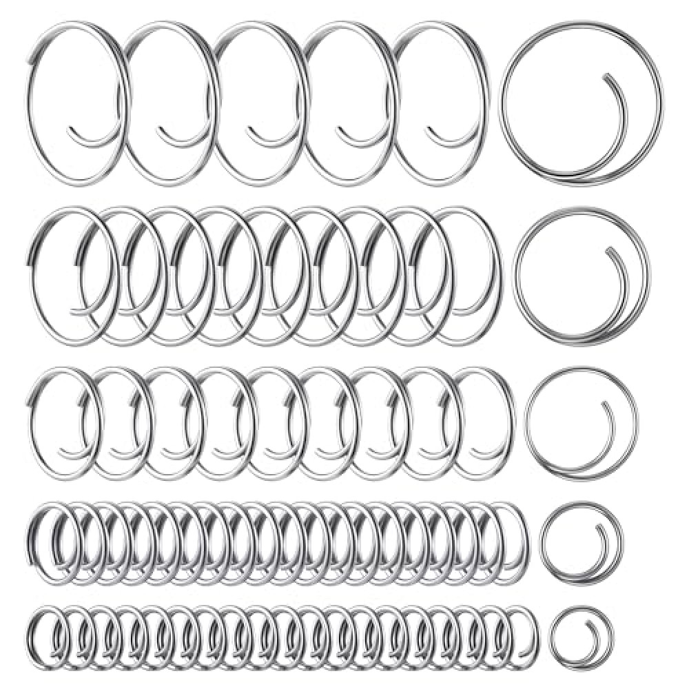Dunkive 66 Pcs 5 Sizes Stainless Steel Cotter Ring Kit, Durable 316 Stainless Steel Split Rings Secure Popular Sizes of Clevis Pins, Corrosion Resistant Marine Hardware for Hitch Pin Lock Systems