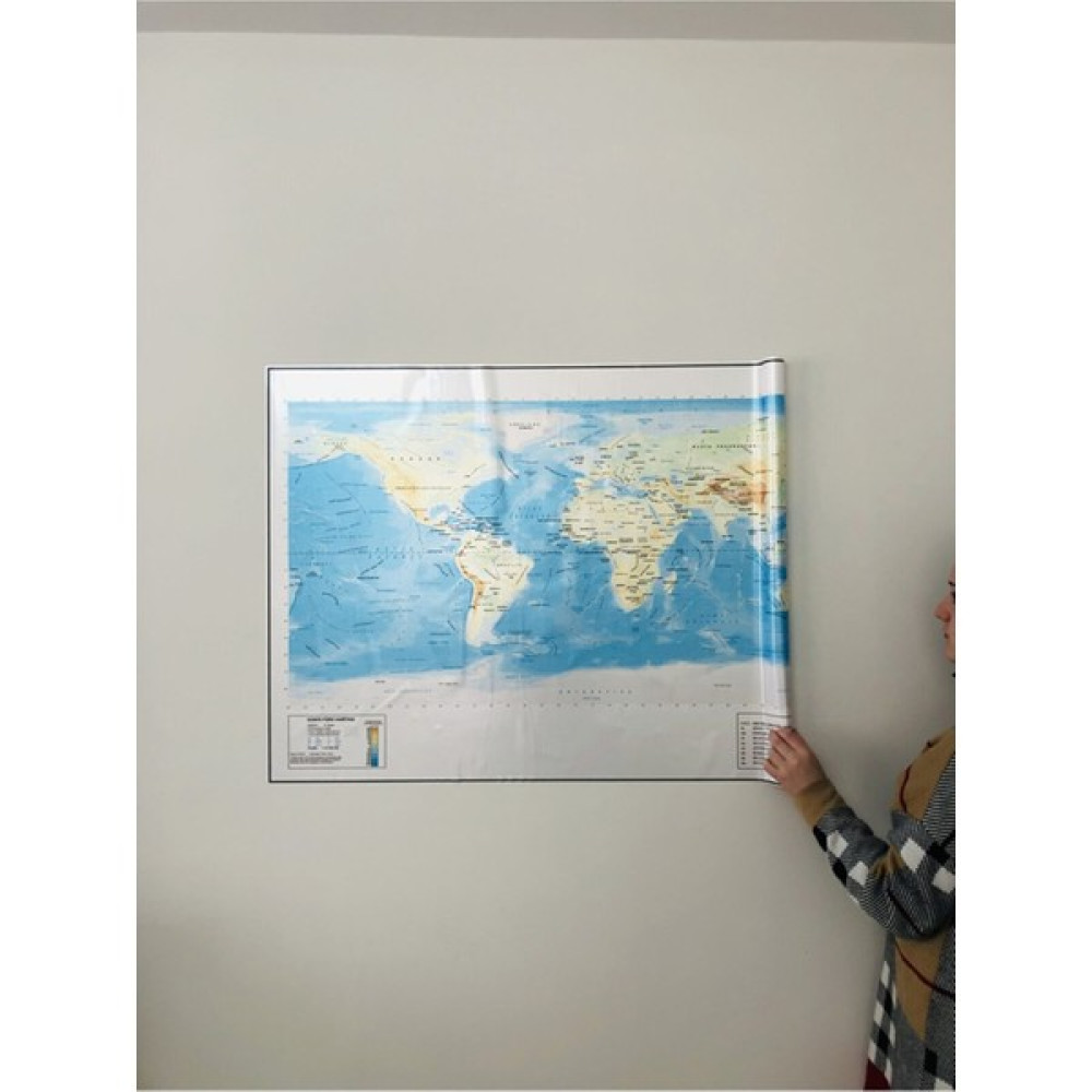 Dünya Fiziki Haritası Dekoratif Dünya Haritası Akıllı Kağıt Tahta 116X75 cm Harita & Küre Fiyatı