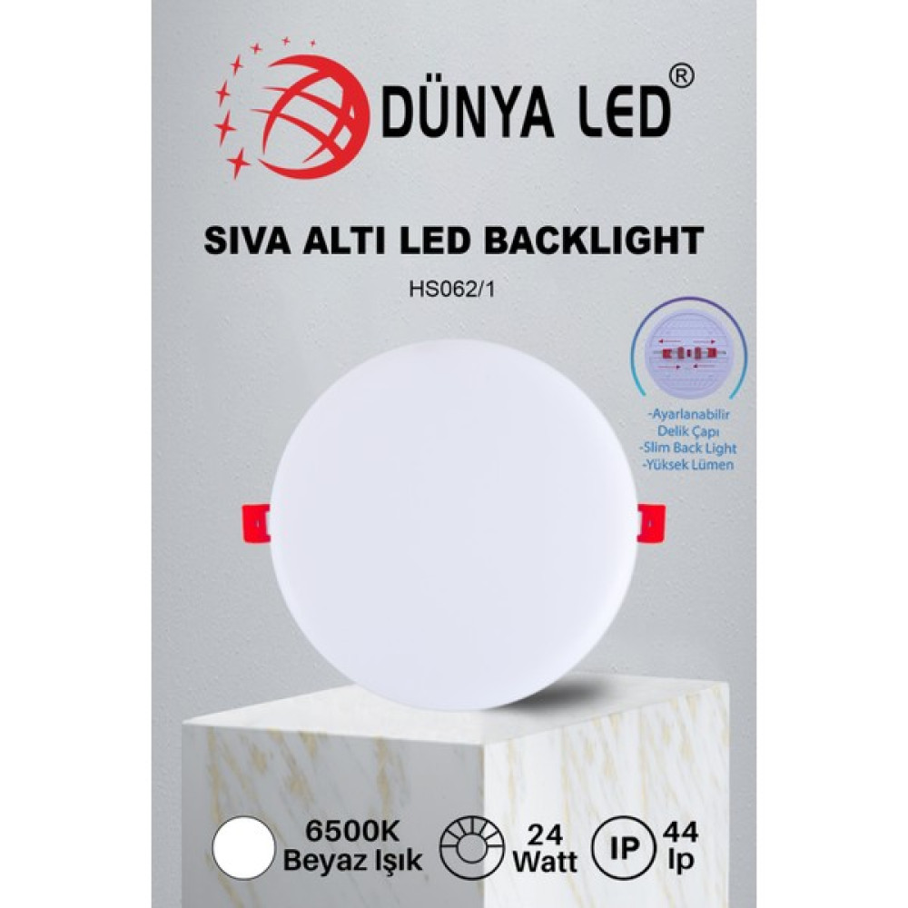 Dünya Led HS.062/1 24W Delik Çapı Ayarlanabilir Sıva Altı Backlıght Panel Spot Lamba 6500K Beyaz Işık Spot Fiyatı