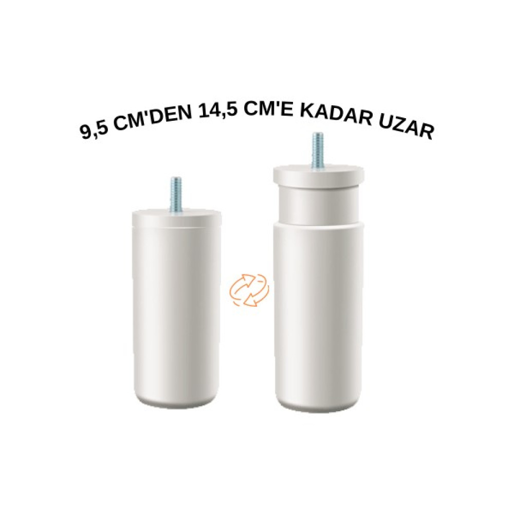 Dünya Sünger Gizli Mobilya Baza Koltuk Ayak Kanepe Orta Destek Ayağı M8 Beyaz 9,5 cm - 14,5 cm Ayarlanabilir Nalburiye & Hırdavat Fiyatı