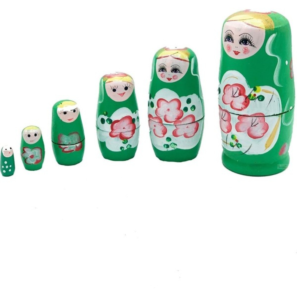 Dünyadan Hediyeler Ahşap Matruşka Bebek 6 Lı Set Yeşil - Beyaz Hediyelik Eşya Fiyatı