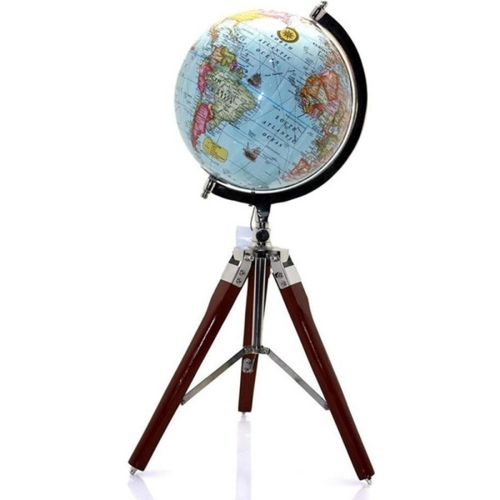 Dünyadan Hediyeler Ahşap Tripod Standlı Dünya Küre Zemin Dekoru Döner Dünya Küre Modern Harita Atlas 53CM Mavi Harita & Küre Fiyatı