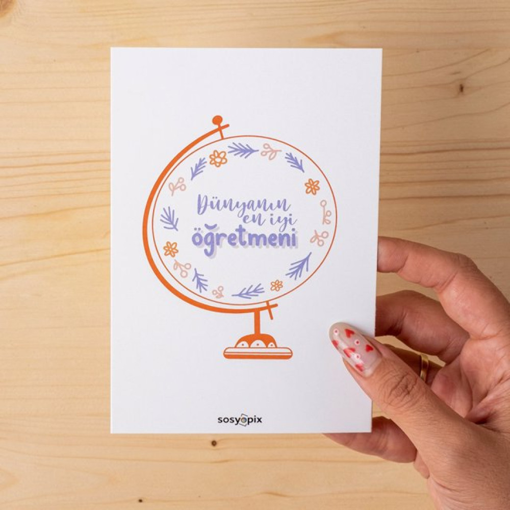 Dünyanın En İyi Öğretmeni Motto Kartı