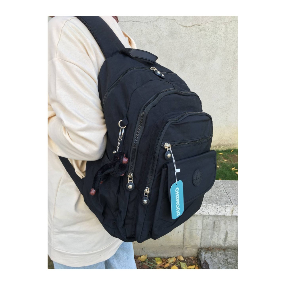 DUOMİNO Fcstore Krinkıl Kumaş Suya Dayanıklı Büyük Boy Siyah Klinkır Sırt Çantası/laptop Seyahat Okul Çanta Tek Beden Beden Unisex Sırt Çantası Fiyatı