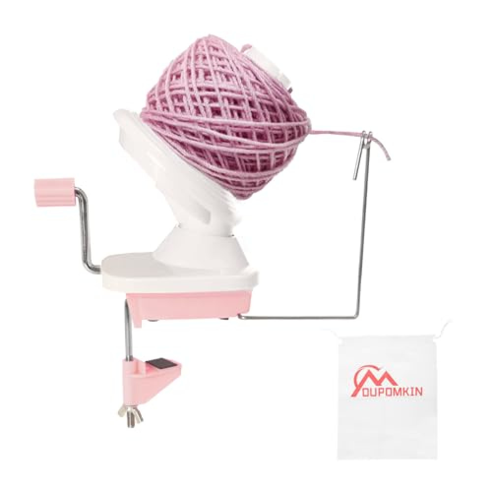 DUPDMKIN Yarn Winder Hand Operated 4-Ounce Capacity Yarn Cake Winder The Helper for Knitting (Pink)