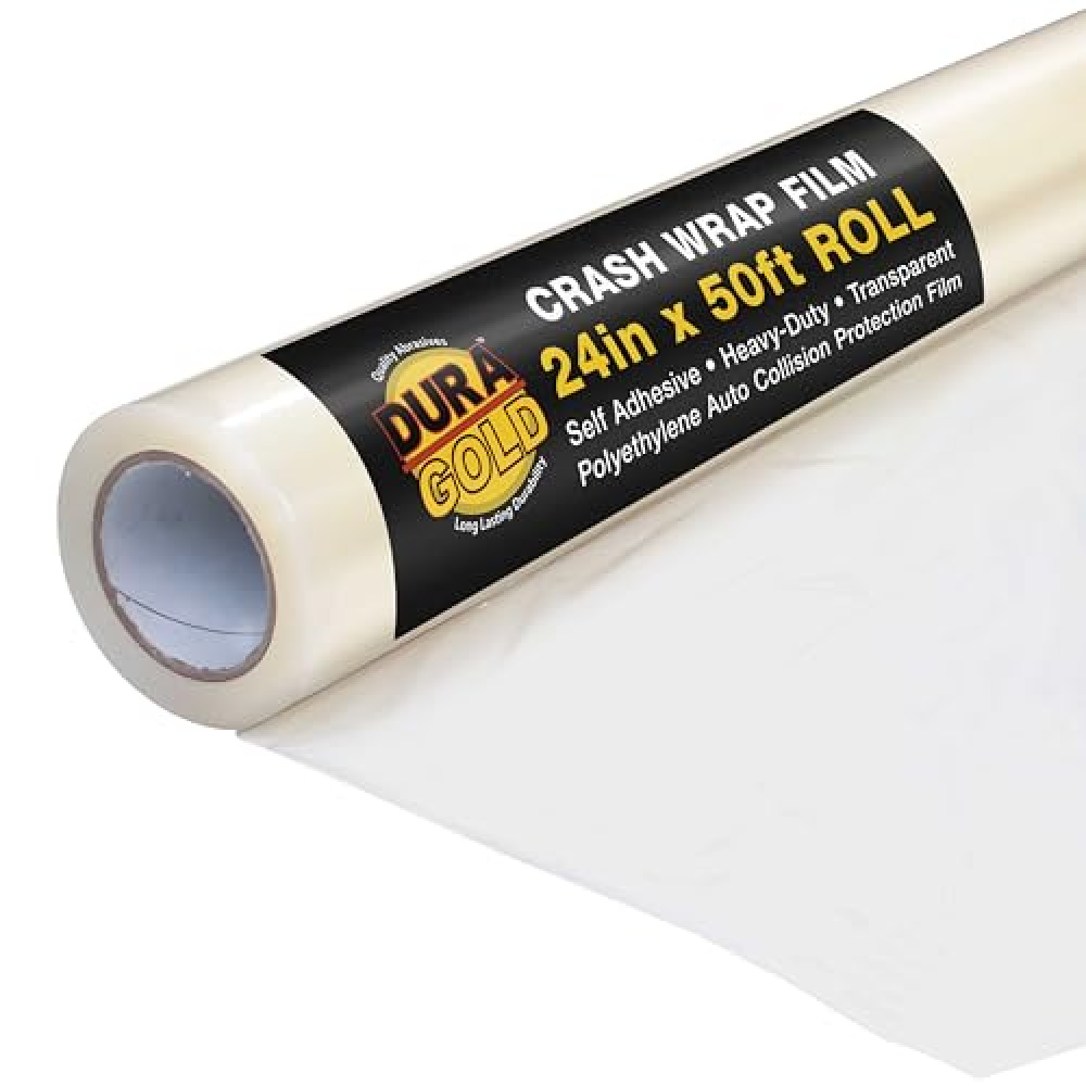 Dura-Gold Crash Wrap Film, 36-inch x 100' Roll - Strong Clear Auto Collision Wrap, Weather, Rain, Dust Protection for Damaged Vehicles, Broken Car Windows Windshields - Attaches Securely, Easy Removal