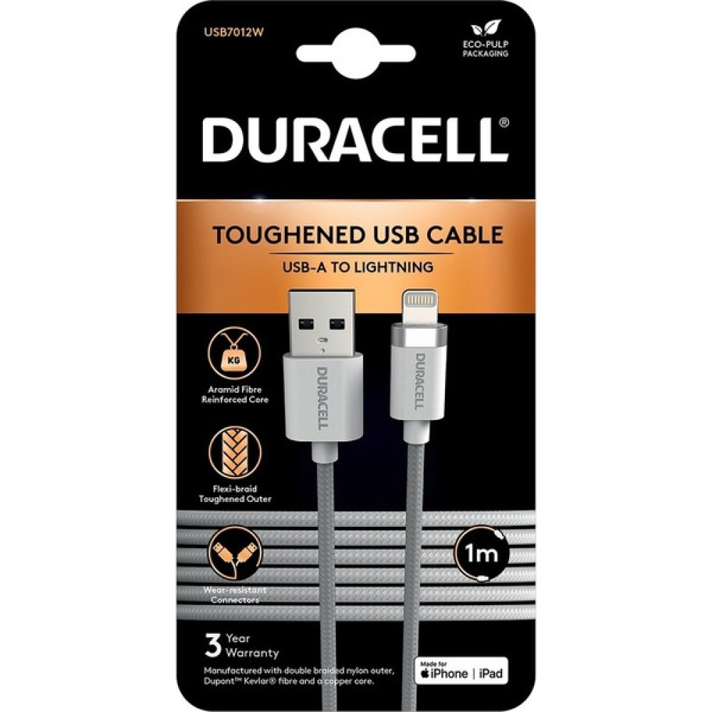 Duracell 1m Lightning To Usb-A Örgülü Şarj Kablosu - Beyaz Oto Boyaları Fiyatı