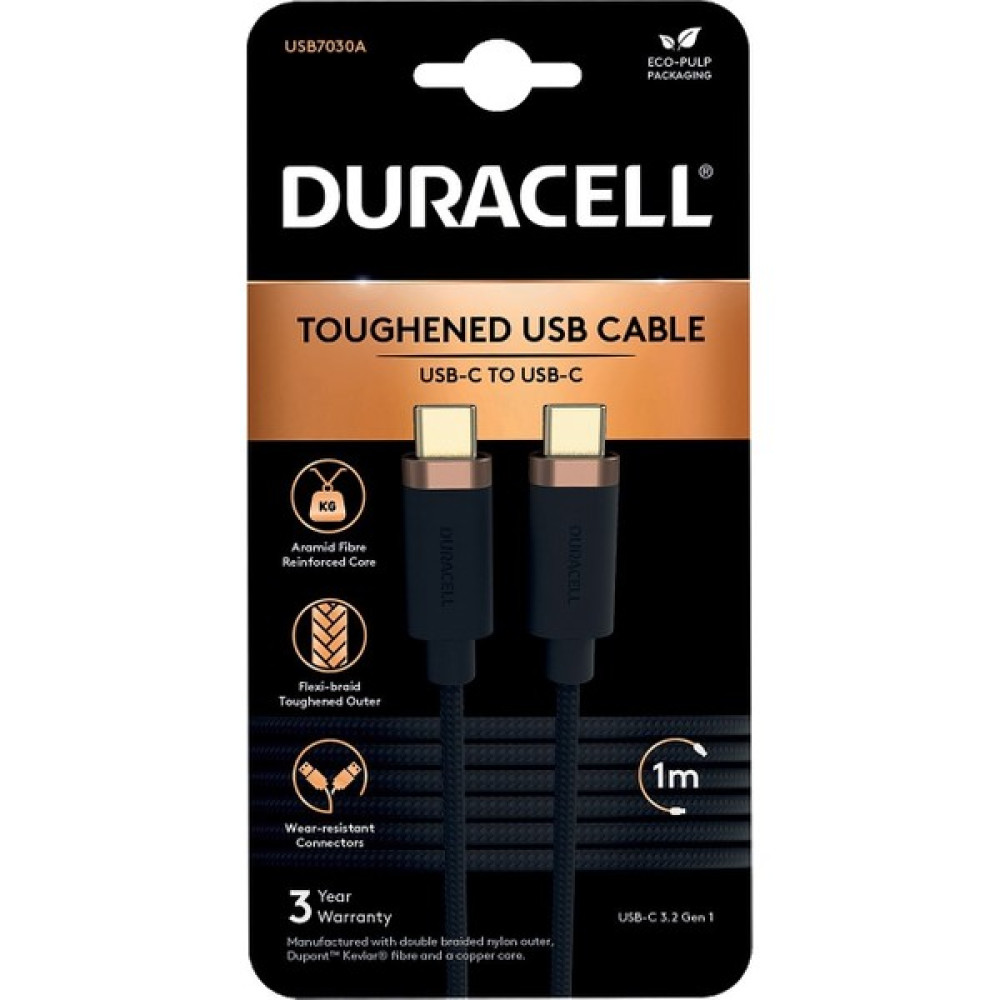Duracell 1m Usb-C To Usb-C Örgülü Şarj Kablosu - Siyah Cep Telefonu Şarj Cihazı Fiyatı