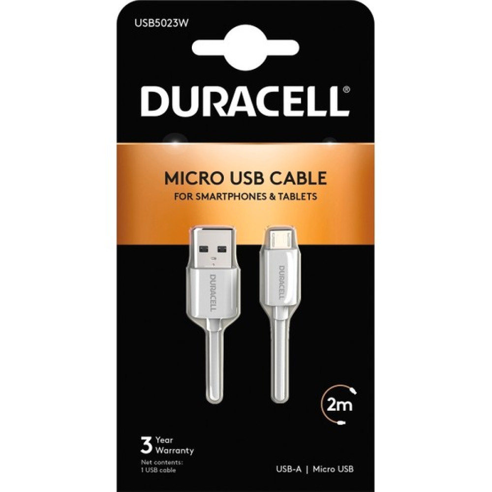 Duracell 2m Usb-A To Micro USB Şarj Kablosu - Beyaz Cep Telefonu Kablosu Fiyatı