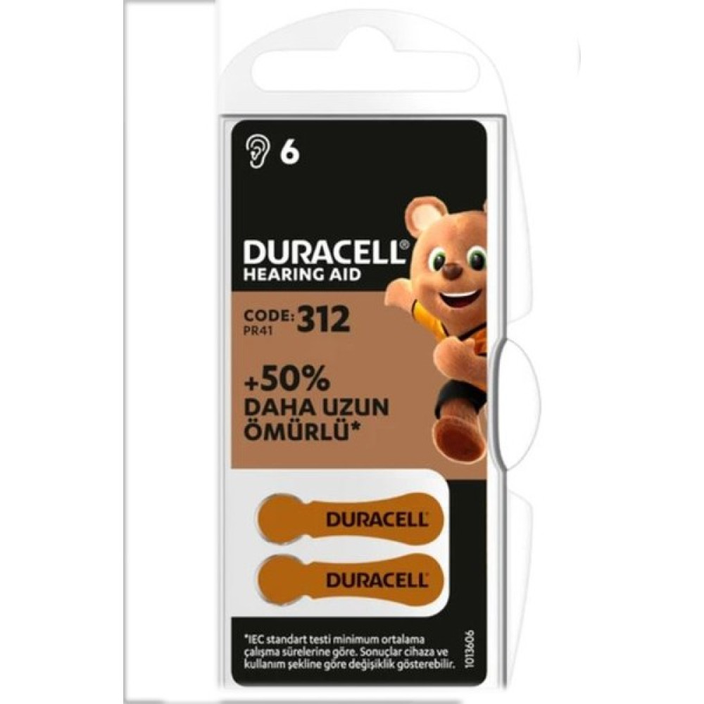 Duracell 312 Numara İşitme Cihazı Pili 6x10 60 Adet Normal & Şarj Edilebilir Piller Fiyatı
