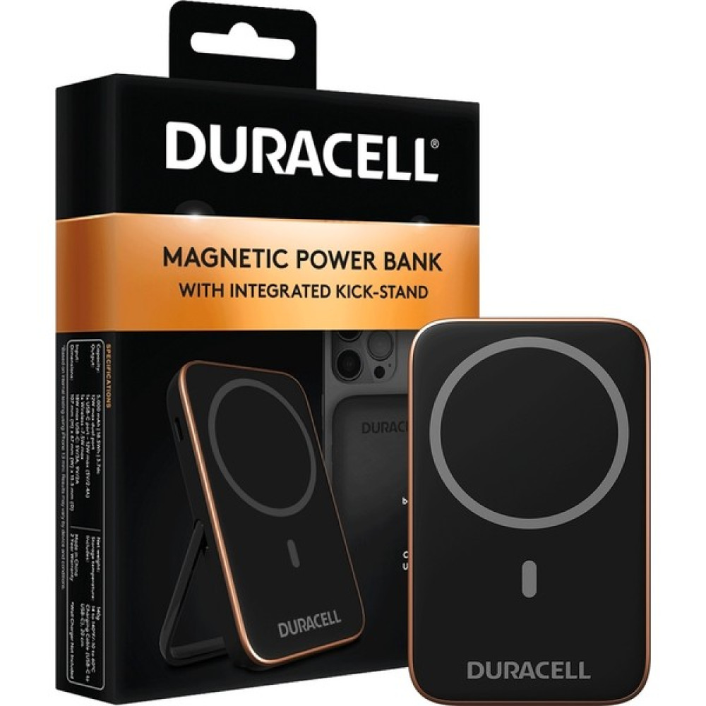 Duracell 5.000MAH Magsafe Wireless Powerbank 18W ( Stand Özellikli ) - Siyah Taşınabilir Şarj Cihazı - Powerbank Fiyatı