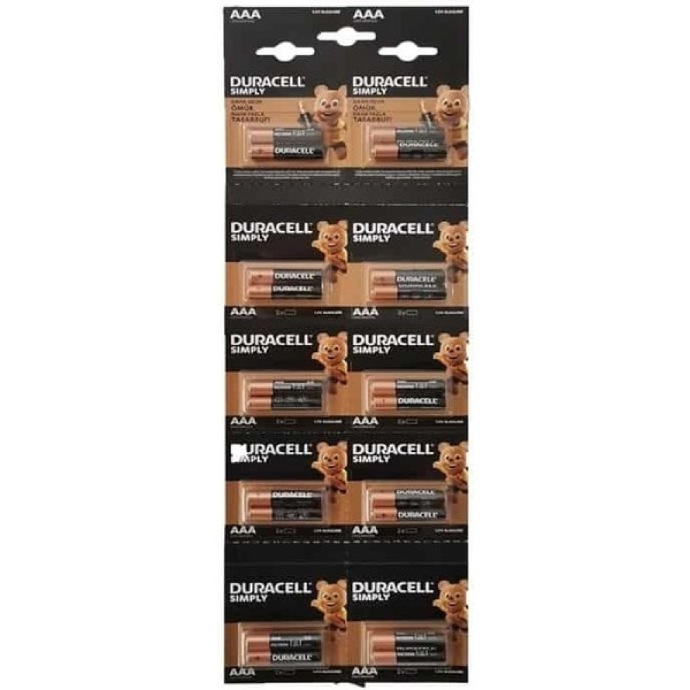 Duracell Aaa Ince Pil Kartela 20'li (2X10) Şarj Cihazları & Kitler Fiyatı