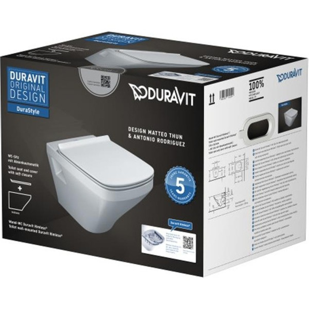 Duravit Glaze Asma Klozet Seti Durastyle Rimless® Hygiene Glaze 45383920A1 - Beyaz Klozet Fiyatı