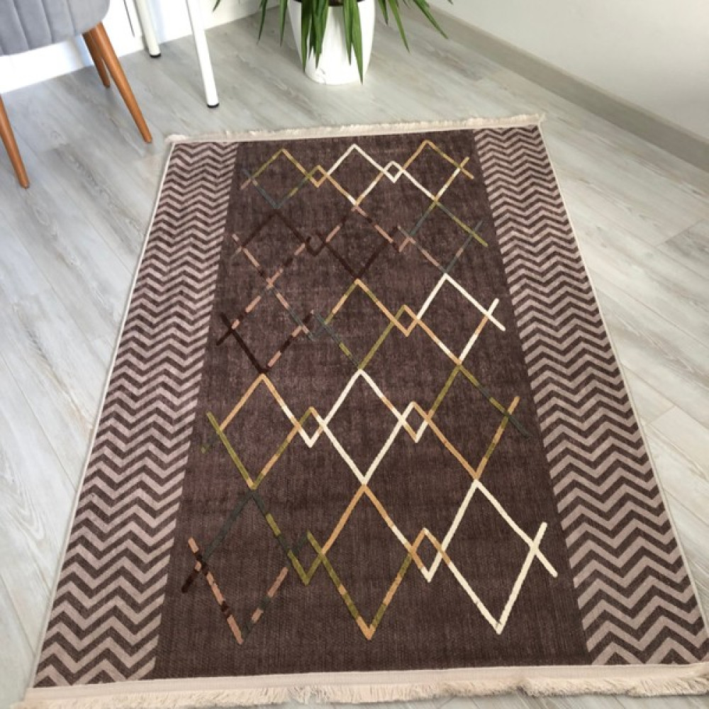 Duren Home Kahverengi Ok Bordürlü Dekoratif Kilim - 160 x 230 cm - Açık Kahverengi Kilim Fiyatı